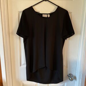 Chico’s Blouse Women’s Size 1 Black Short Sleeve Sheer Round Neck